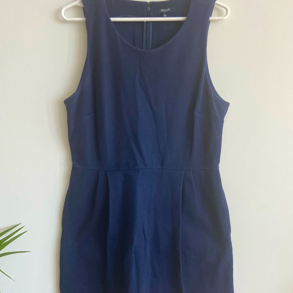 Navy and white stripe Madewell A-Line dresses with pockets